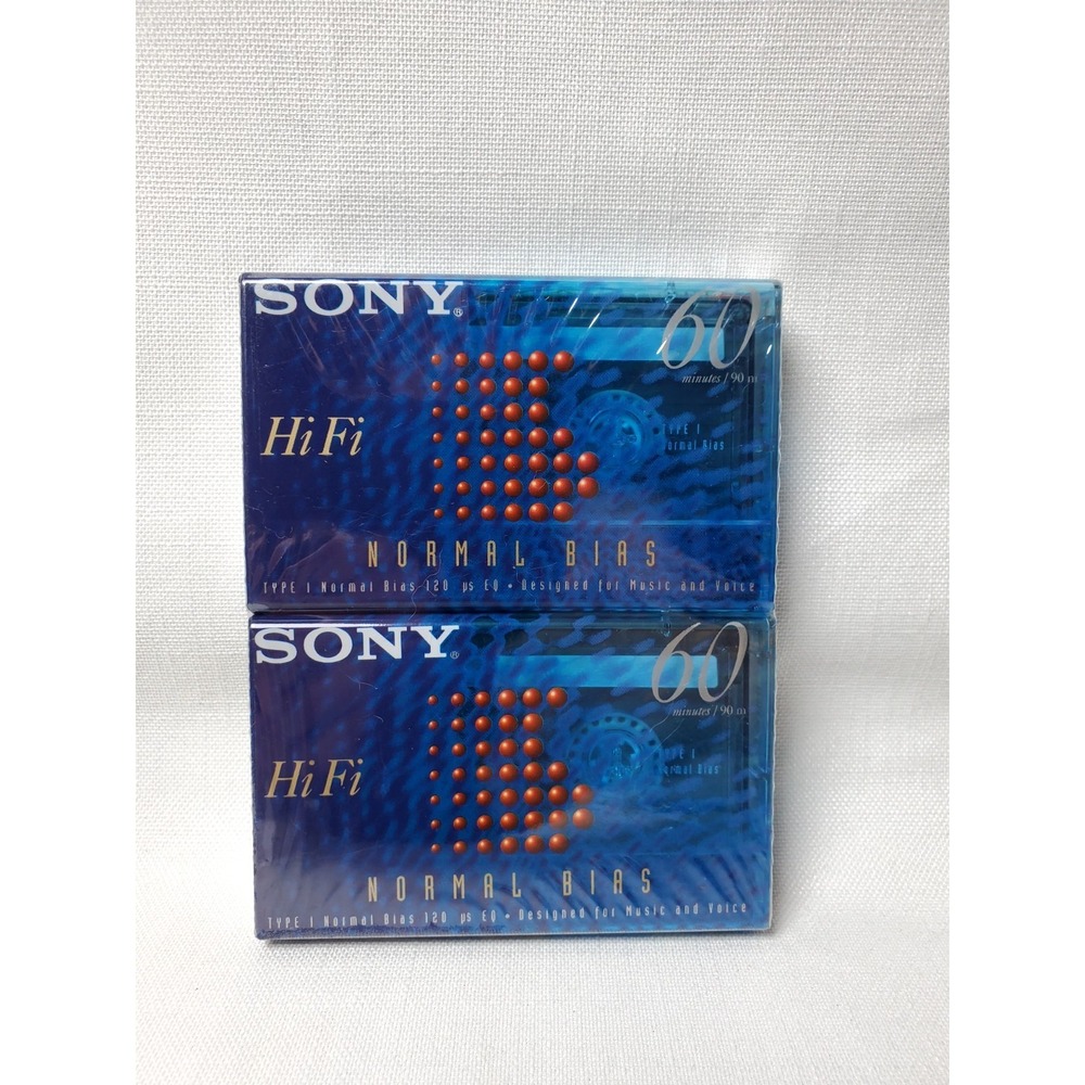 NOS Vintage Sony HF 90 Blank Cassette Tapes Type‎ I Normal Bias Lot of 2 Sealed